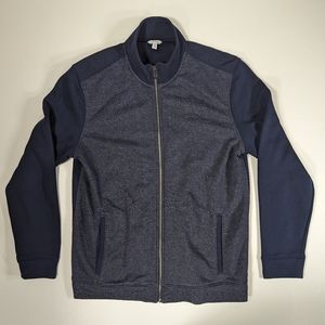 Calvin Klein Sweater Men's Size Large Blue Full Zip Mock Neck Long Sleeve